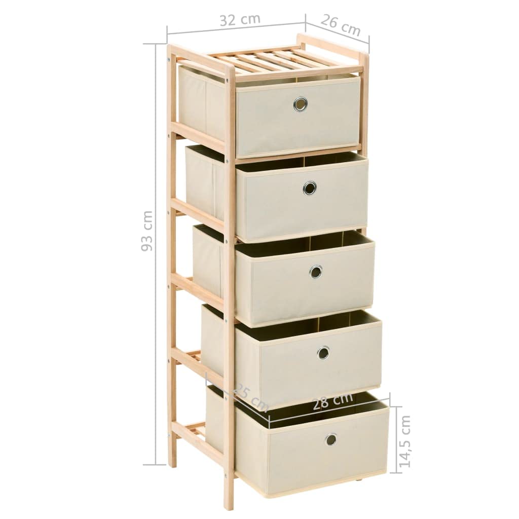 vidaXL 2X Estanterías Madera de Cedro 5 Cestas Tela Beige Repisa Organizador