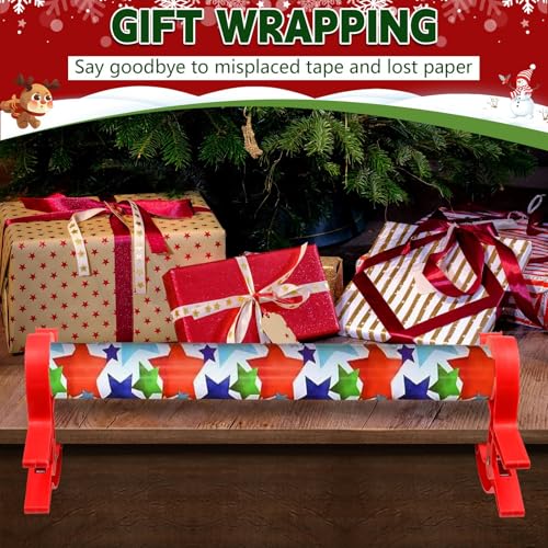 Wrapping Paper Cutter, 2 Pcs Wrapping Paper Clamps with Cellotape Dispenser, Wrapping Paper Roll Holder Wrapping Station, Gift Wrapping Accessories for Christmas Birthday Gifts Paper - Image 7