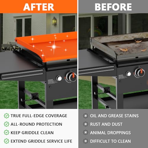 Image of Silicone Griddle Cover for Blackstone - Full Protection Waterproof Griddle Top Cover All Year Round Protective Mat for Black Stone Accessories (36 inch Orange)