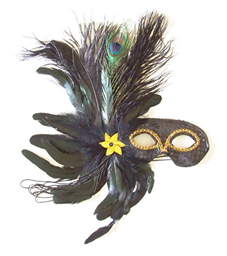 Goth Black Feather Mardi Gras Costume Mask Party Prom