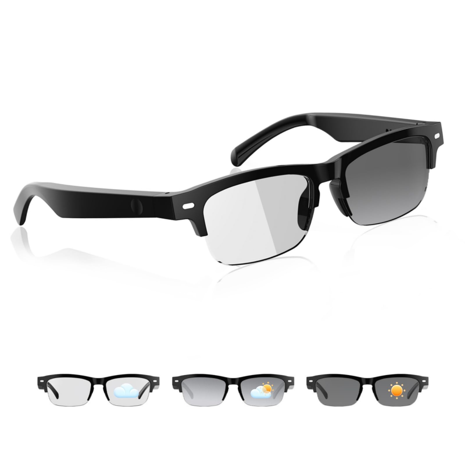 Smart Glasses for Men Women Bluetooth Audio Glasses with Photochromic Lenses Build in Mic Speakers IPX5 Waterproof Voice