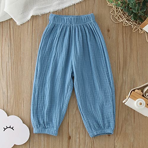 Moonker Baby Girls Baggy Pants Loose Fit Solid Color Elastic Waisted Stretchy Pleated Comfy Pants Lightweight3