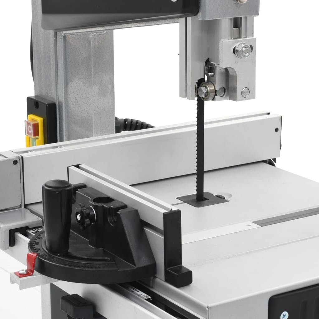 vidaXL Sega a Nastro Profondità di Taglio 245 mm per Legno Morbido Duro Tavolo Inclinabile Segatrice da Banco Troncatrice in Acciaio Nero e Argento