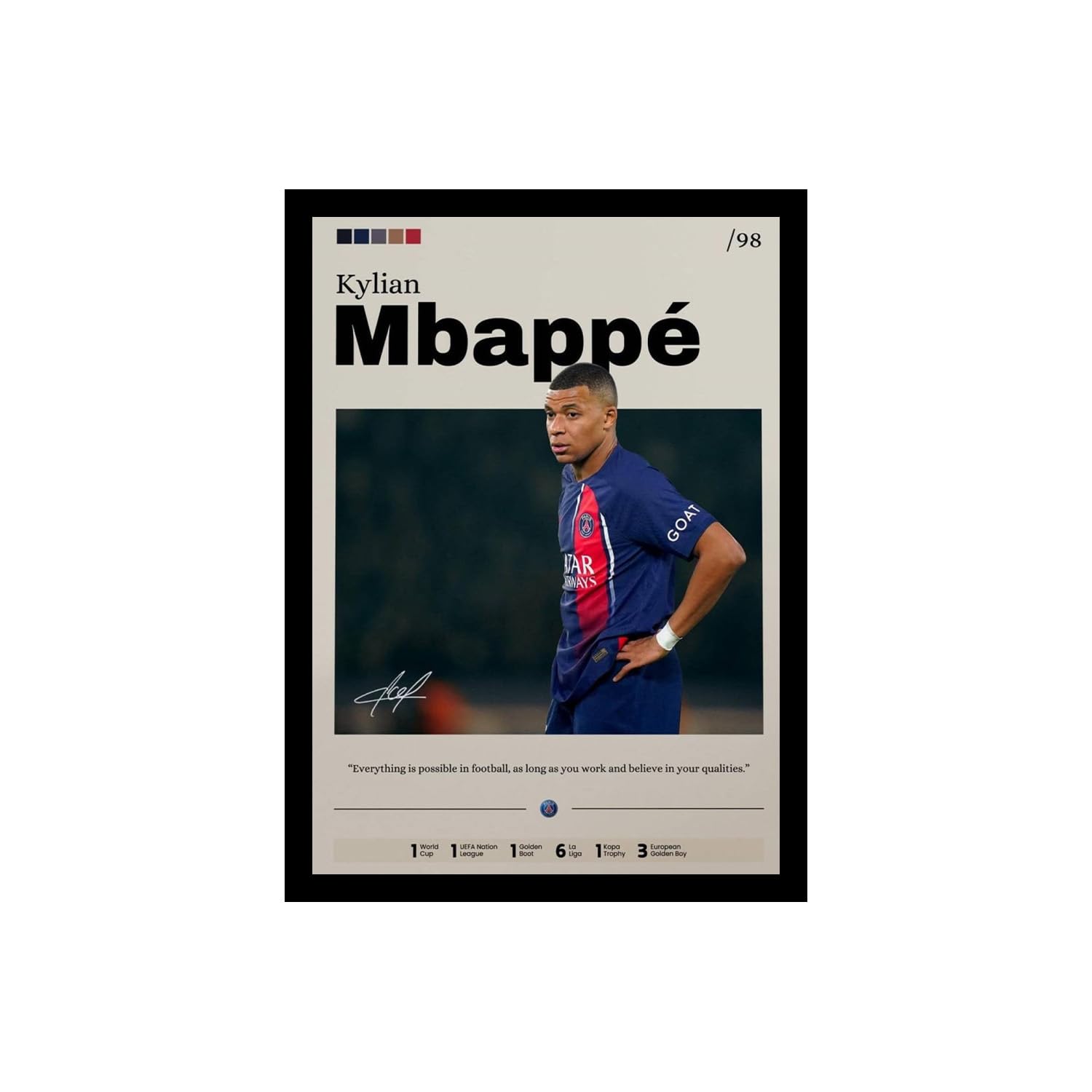 Kylian Mbappe Football Poster - Framed Wall Art -23