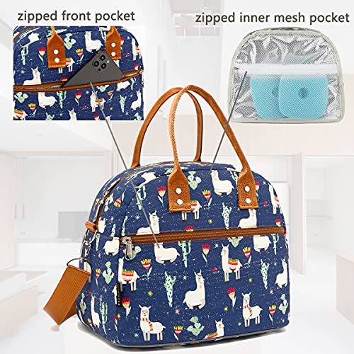 Flowfly Insulated Lunch Bag With Shoulder Strap For Women, Men, And Kids, Large And Reusable, Handle, Freezable Work And School Travel Tote And Meal Prep Organizer,Alpaca #TOP3