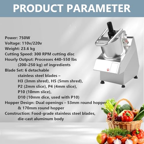 Cortadora y Procesadora de Vegetales Profesional 750W miniatura 6