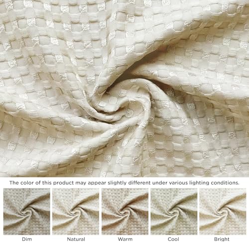 Image of MIYE Pleated Waffle Weave Bed Skirt, Tailored Dust Ruffle 14 Inch Drop Easy Fit, Machine Washable,No Split Corners (Light Beige, King - 14 inch Drop)