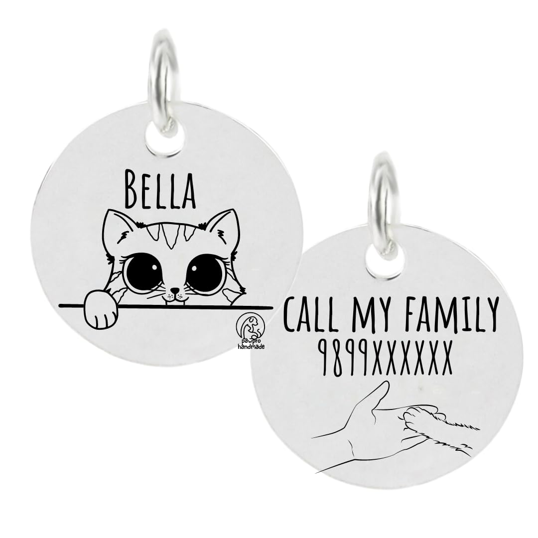 Personalized Engraved Cat Name Tag Personalized With Icon, Name, And Contact-Pet Id Cute Cat Tag Id For Cats, Cat, Customized, 1 Label