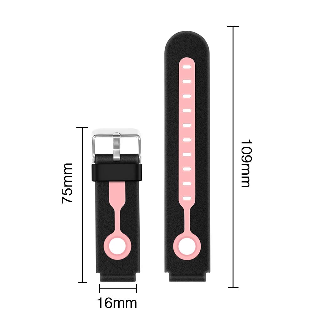Kidizoom DX2 Cinturino di Ricambio in Silicone 16 mm per Smartphone Bambini (Nero-Rosa)