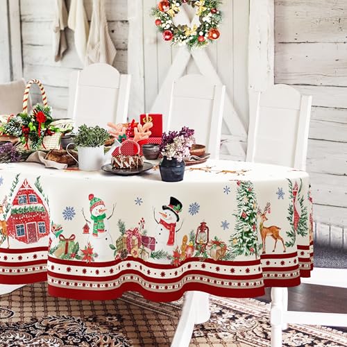 Ovale Weihnachts-Tischdecke 137 x 183 cm, Santa, Schneemann,...