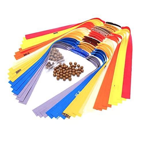Fandao 20 Piezas Bandas de Tirachinas de Goma de Alta Elasticidad, Traje Multicolor, Bandas de Reemplazo de Catapulta para Caza O Juegos de Tiro con Objetivo,1.2mm Cover
