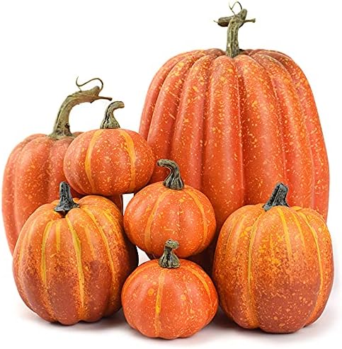7 calabazas artificiales, decoración de otoño para Acción de Gracias, Halloween, Navidad