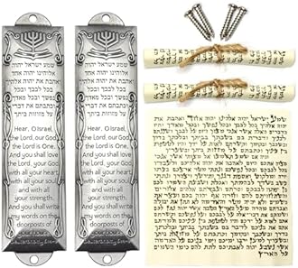 Zivosely 2 Pack Mezuzah with Scroll for Door - Jewish Mezuzah for Door Metal Cases with English and Hebrew Blessing for House Warming Hanukkah Gift (Antique Silvers)