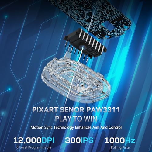 AJAZZ AJ099 SUPERLICHT Kabellose Gaming-Maus,Ultraleicht (56g),PixArt Sensor PAW3311, 12000 DPI, 2.4G/USB-C Wired Gaming-Mäuse,6 Programmierbare Tasten,200 Stunden Akkulaufzeit,für PC/MAC/PS4 – Weiß – Bild 5