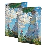 iPad10.2用ケース クロード モネ 日傘さす女性 iPad9/8/7用ケース 2021 2020 2019 第9/8/7世代 10.2インチ 保護カバー Puレザー Tpu 三つ折りスタンド オートスリープ おしゃれ
