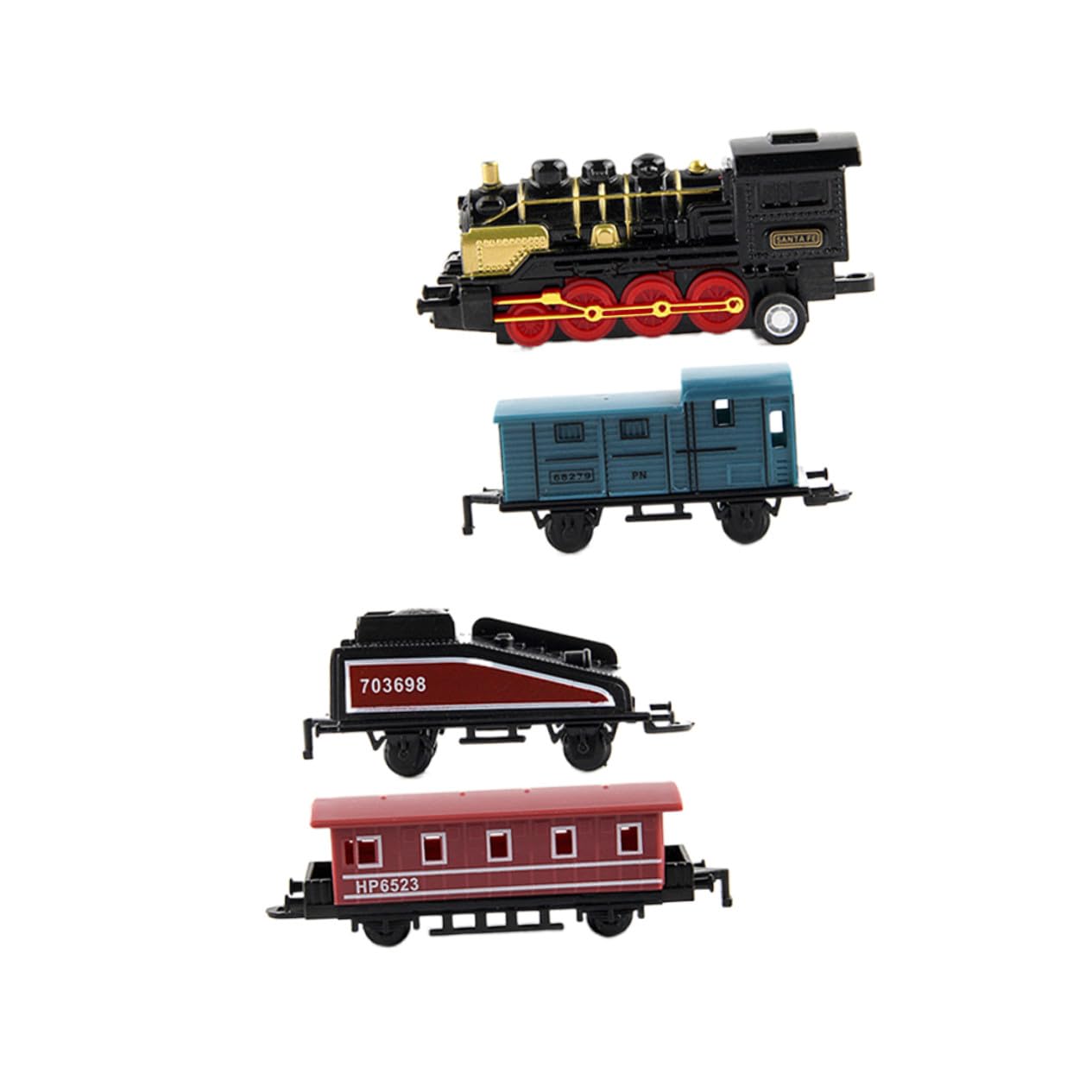 4Pcs Retro Alloy Steam Train Set Pull Back Model Vehicles for Boys Educational Play Vehicles Black