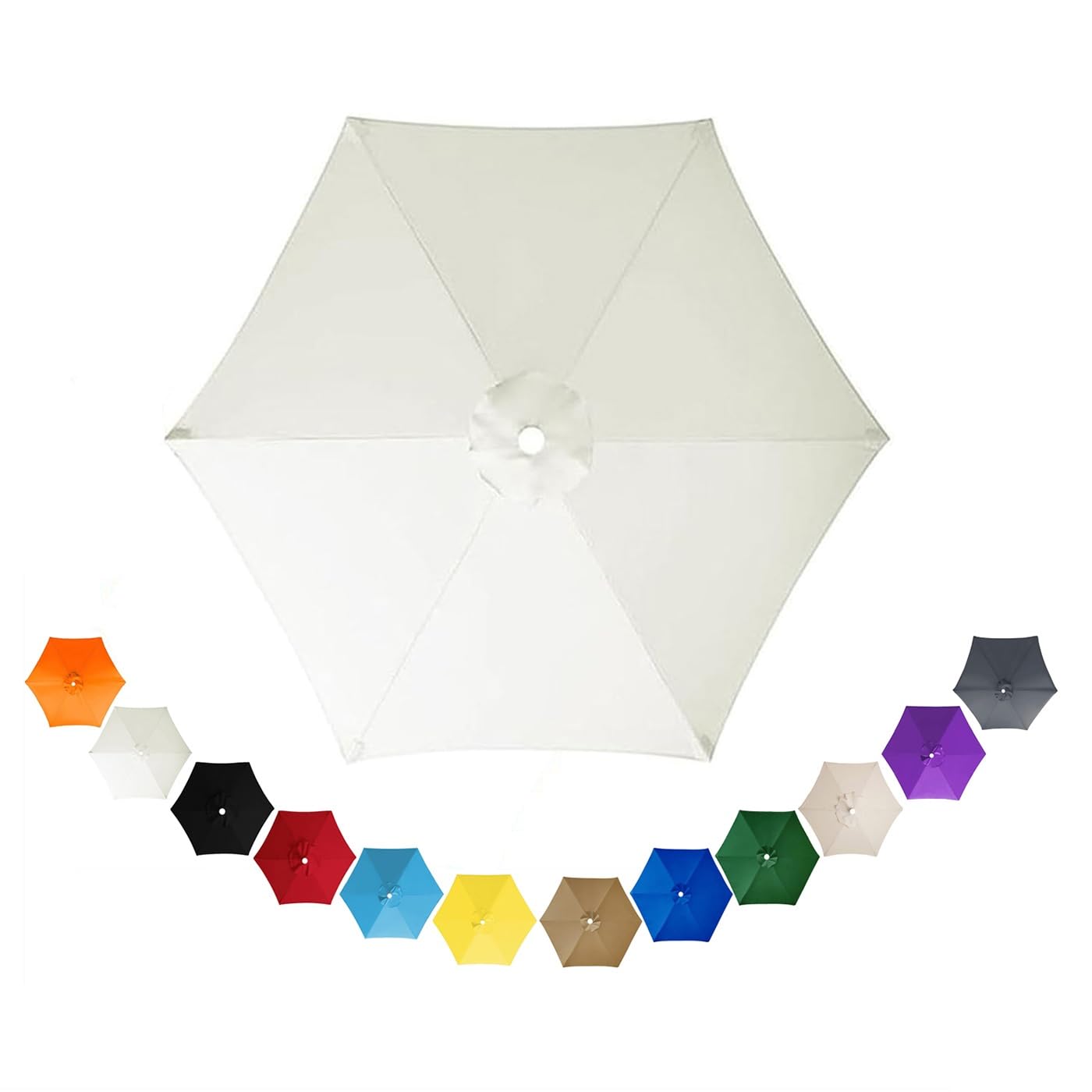 CWCQGH Beige Replacement Parasol Canopy 2.0m/3.0m/3.5m - Waterproof Breathable 6-Rib Umbrella Fabric for Sunshade & Patio Umbrella - Canopy Material,White-2.8m/6-Ribs