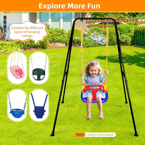 Image of Foldable Swing Stand for Kids, Heavy-Duty Metal Swing Frame for Indoor /Outdoor, Suitable for Most Baby Toddler Swings, Easy to Assemble & Store, Swings not Included