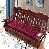 Cojín de asiento extra grueso de algodón suave de 2/3 plazas para columpio de patio al aire libre, 100/120 cm de largo, color rojo (160 x 50 cm)