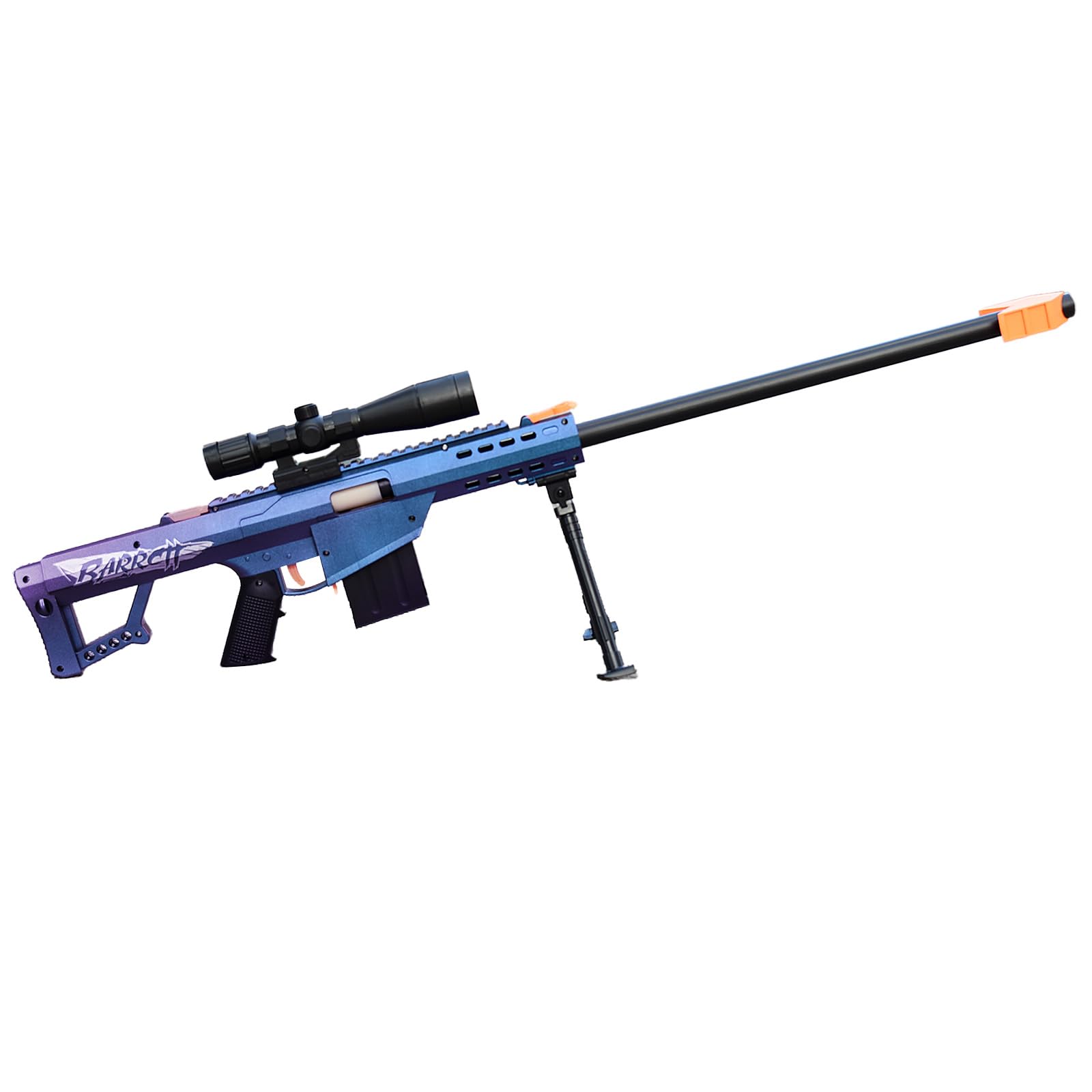 Lanzagranadas Barrett 98k Soft-Head de juguete para niños | Modelo realista con munición Soft-Head | Incluye 10 granadas | Edad 3+ (Violeta)