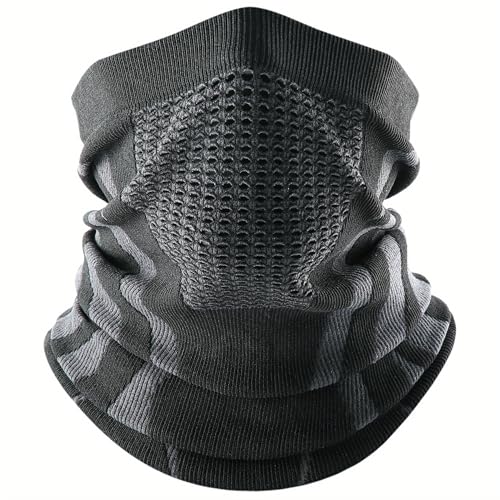 Breathable Warm Winter Neck Gaiter for Men and Women - Suitable for Hiking, Christmas, Thanksgiving, Halloween (Black+Gray)