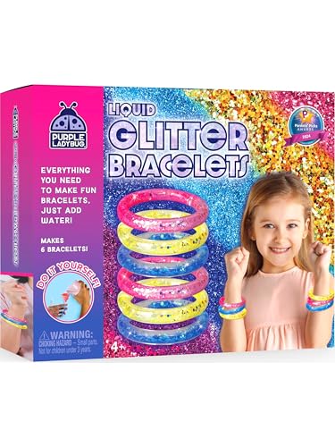 PURPLE LADYBUG Make Your Own Glitter Bracelet Making Kit for Girls - Stocking Stuffers for Kids, Gift for 6-7-8 Years Old Girl, Crafts for Girls Ages 6-8, Toy Gift for Christmas & Birthday