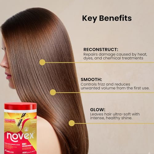 Image of Novex Brazilian Keratin Hair Mask, 14 Oz - Reconstructive Keratin, Frizz control & Damage Repair