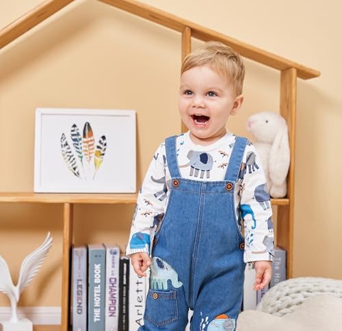 Image of Cute Baby Boy Clothes Suit Toddler Boys' Striped Long Sleeve T-Shirt+Denim Overalls Jumpsuit Pants Outfits Sets