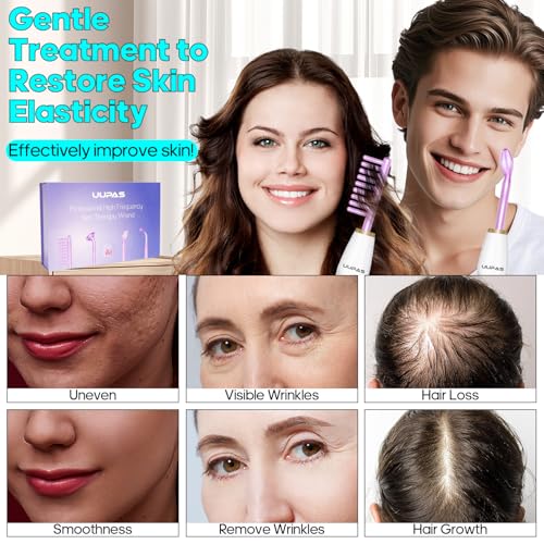 Bacchetta Alta Frequenza Viso - Uupas Professionale 4 Argon Alta Frequenza - Massaggiatore Portatile Alta Frequenza Per Il Rafforzamento Della Pelle, Le Rughe, L'acne E La Perdita Di Capelli - 4