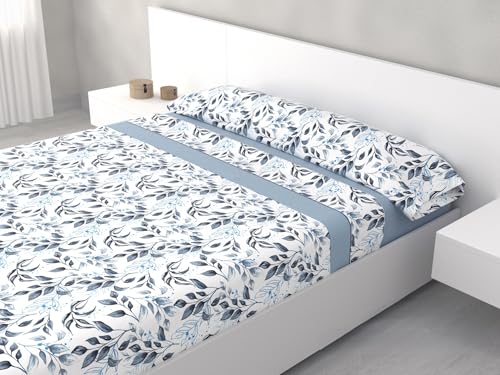 HM'S HOME'SECRET Juego de Sábanas de 100% Microfibra, 3 Piezas, Varios Modelos y Tamaños. (Cilene Azul, Cama 105cm)