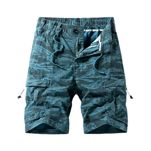 Short cargo multi-poches en coton décontracté motif camouflage
