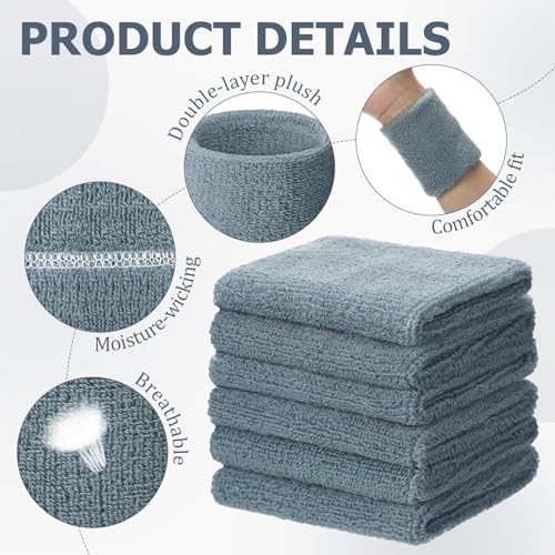 Image of Willbond Wrist Sweatbands, Sports Sweatbands for Competition, Sweat Absorbent, for Basketball, Tennis, Football, Running and Work (Pack of 6)