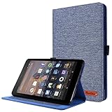 テーブルPCケース Kindle Fire HD 8/Fire HD 8 Plus 2020 ケースと互換性があり、フリップ フォールド スタンド ケース 保護ファブリック プリント カバー オート ウェイク スリープ カード スロット付き (Color : Blue)