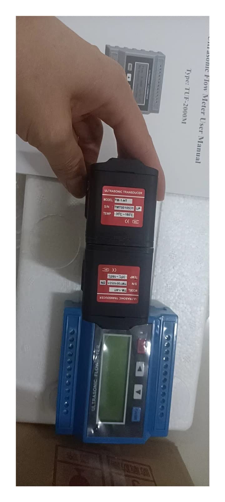 CUDTAPI TUF-2000M TS-2 Digital Ultrasonic Flowmeter Flow Meter Ultrasinic Flow Module/RTU with TS2/TM1 sensor (DN15-100mm) -30 ~ +90C(HOST WITH TM1-HT)