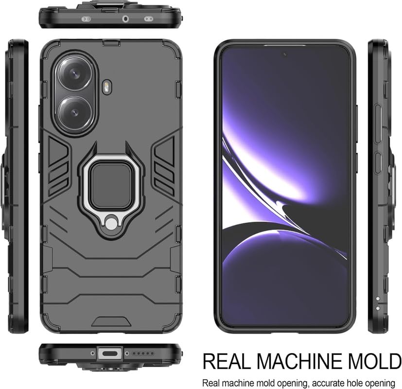 Image of OneLike 360 Shockproof Slim Drop Full Body Protection Robot Ring Phone Back Cover for Xiaomi Poco F7 5G - Black