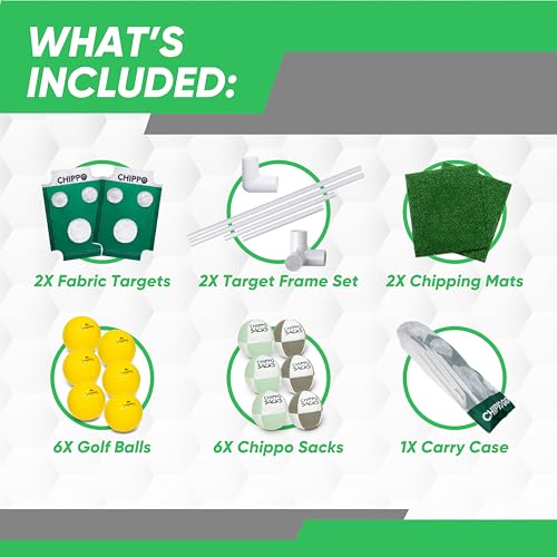 Chippo GO Portable Backyard Golf Chipping Game Set – Lawn, Beach & Tailgate Chip & Toss 2-in-1 Golf Game (2 Targets, Mats, Foam Balls, Chippo Sacks, Carry Bag) – Fun Outdoor Game for Families
