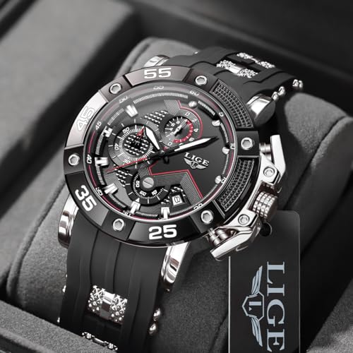 Image of LIGE Unique Mens Wristwatch Fashion Multifunction Chronograph with Calendar Quartz Analog Watch Waterproof Outdoor Sport Watch for Men Casual