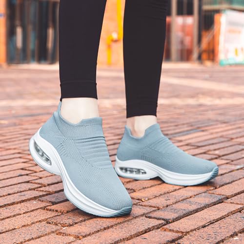 Image of DOUSSPRT Womens Walking Shoes Slip on Sock Sneakers Lady Girls Nurse Mesh Air Cushion Platform Loafers Fashion Casual