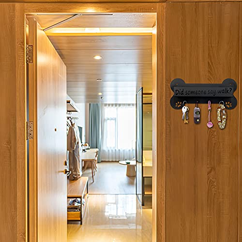 Dog Leash Holder for Wall Decorative - Black Bone Shape Wall Mount Decor with 4 Hooks for Key and Leash Rack Hangers with Storage Shelf (Style 1) - Image 6