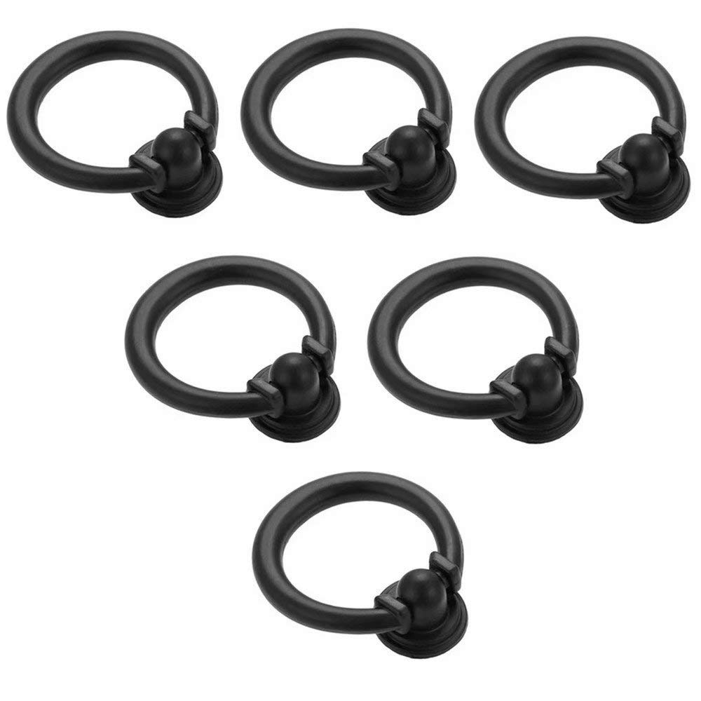 Creatwls Pack of 6 Antique Furniture Handles, Ring Handles, Cupboard Handles, Drawer Handles, Pull Knob, Door Handles, Furniture Handles, Ring Handle for Cupboard