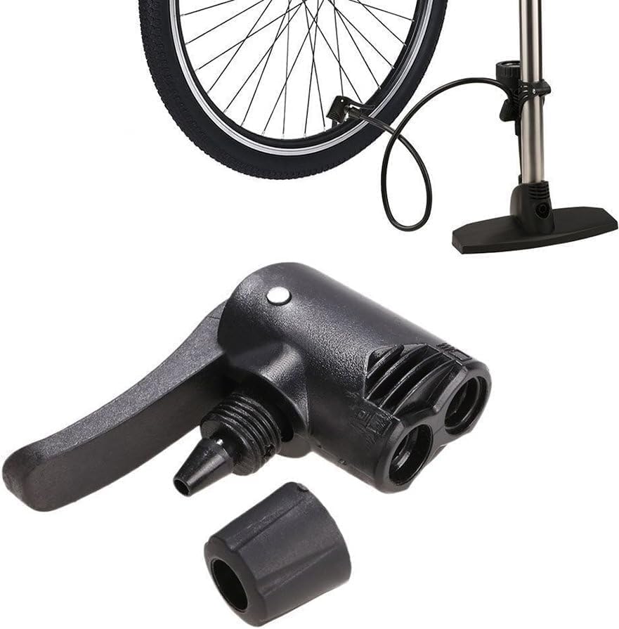 Black Pump Adapter Valve, 3 in 1 Replacement Dual Head Air Valve Bike Cycle Tyre Tube Pump Adapter Bike Floor Pumps Accessories