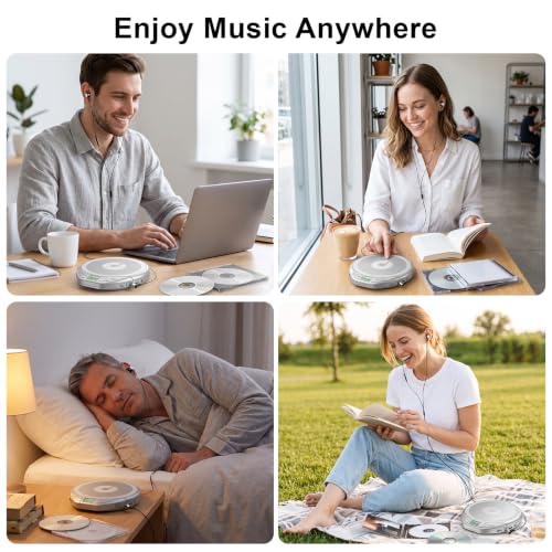 Image of Gueray CD Player Portable with Earphones, CD Discman AUX Cable for Car Home