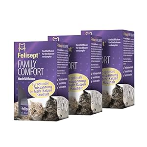 Felisept Family Comfort Entspannungsmittel im Mehrkatzenhaushalt Nachfüllflakon 3 x 45ml – Mit natürlicher Katzenminze – Beruhigungsmittel für Katzen – Von Tierärzten empfohlen
