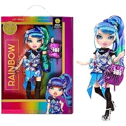 Patines Amaya Elite Rainbow Junior High Special Edition - Holly DE-VIOUS - Muñeca de Moda de 22,86 cm Azul y Verde con Accesorios y Mochila Flexible de Abrir y Cerrar - Gran Regalo para niños de 4 a 12 años