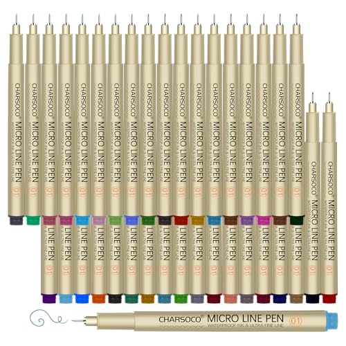 Image of 01 Micro Pen, Fine Point Pen with 36 Colors, Waterproof Archival Ink, 0.25mm Fineliner Ink Pens for Artist Illustration, Sketching, Anime, Manga, Technical Drawing and Scrapbooking