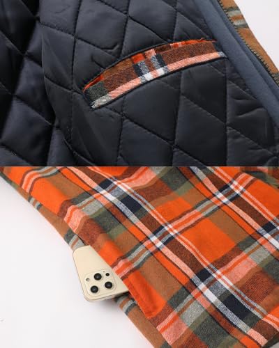 Image of Mens Flannel Jacket with Hood Thicken Quilted Lined Flannel Shirt Jackets for Men