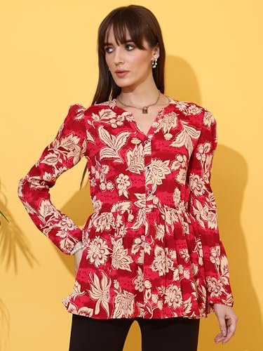 Image of Sheetal Associates Women's Top Shirt Stylish Trendy for Girls | Floral Printed Top | Lightweight Day Comfort