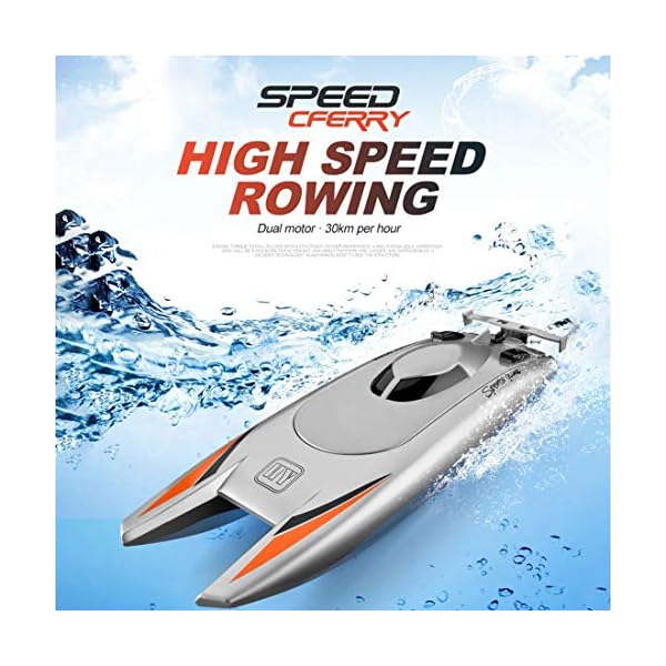 Teakpeak Boote Ferngesteuert Kinder, 2.4G Doppelmotor 30KMH Wasserdicht Rennboot Spielzeug Hochgeschwindigkeits RC Boot – Bild 3