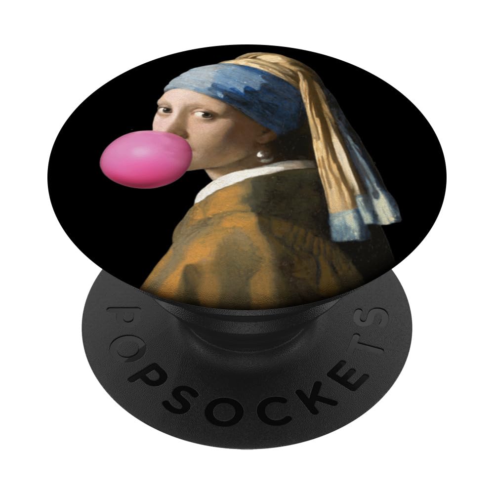 Johannes Vermeer's Girl with a Pearl Earring with Bubble Gum PopSockets Adhesive PopGrip