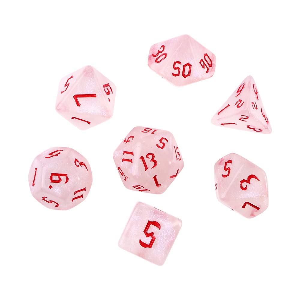 7 Pcs Resin Polyhedral Dices, DND Resin Sharp Edge Die D&D Dice Set, Entertainment Desktop Game Resin Playing(red)